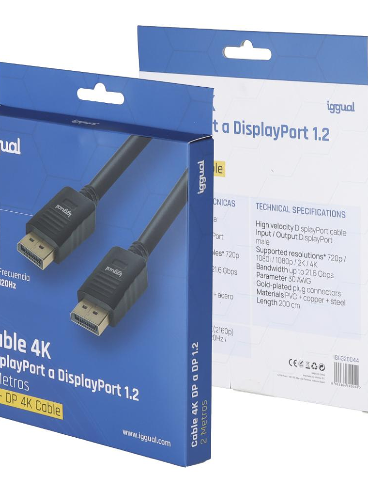 iggual Cable DisplayPort (M) 1.2 4K@60hz 2 metros 2