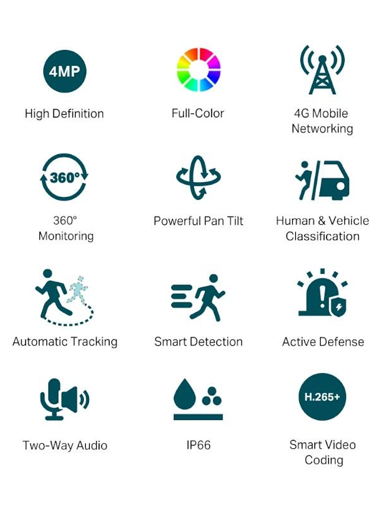 VIGI Cámara IP PT C540-4G 4MP Plástico Full-Color 2
