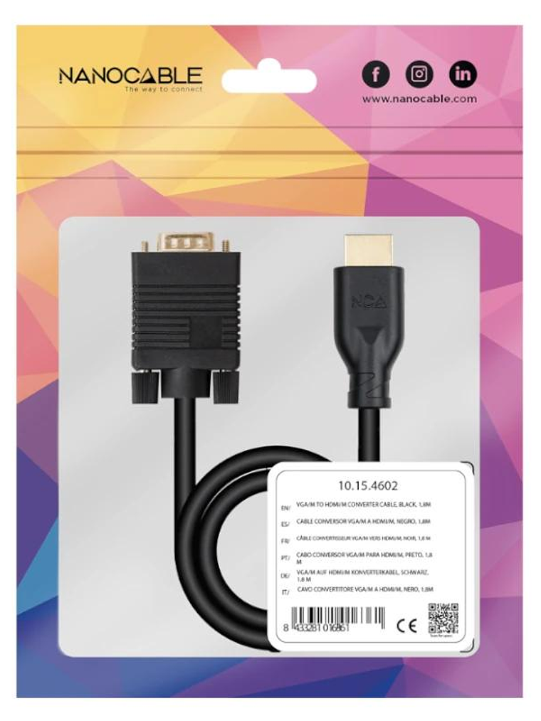 Nanocable Cable Conversor VGA a HDMI M-M 1,8 m 3