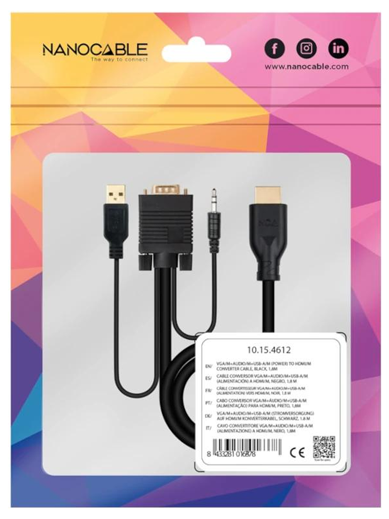 Nanocable Conversor VGA+Audio a HDMI M-M 1,8 m 3