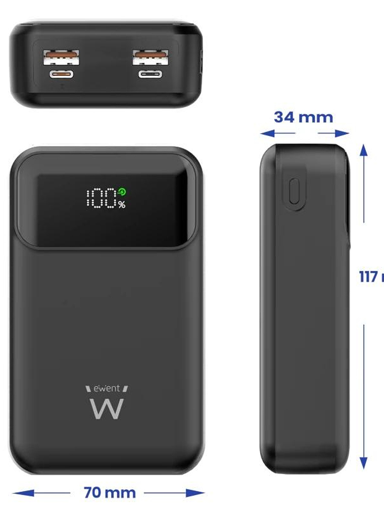 EWENT POWERBANK 65W, 20000mAh CARGA RÁPIDA 2