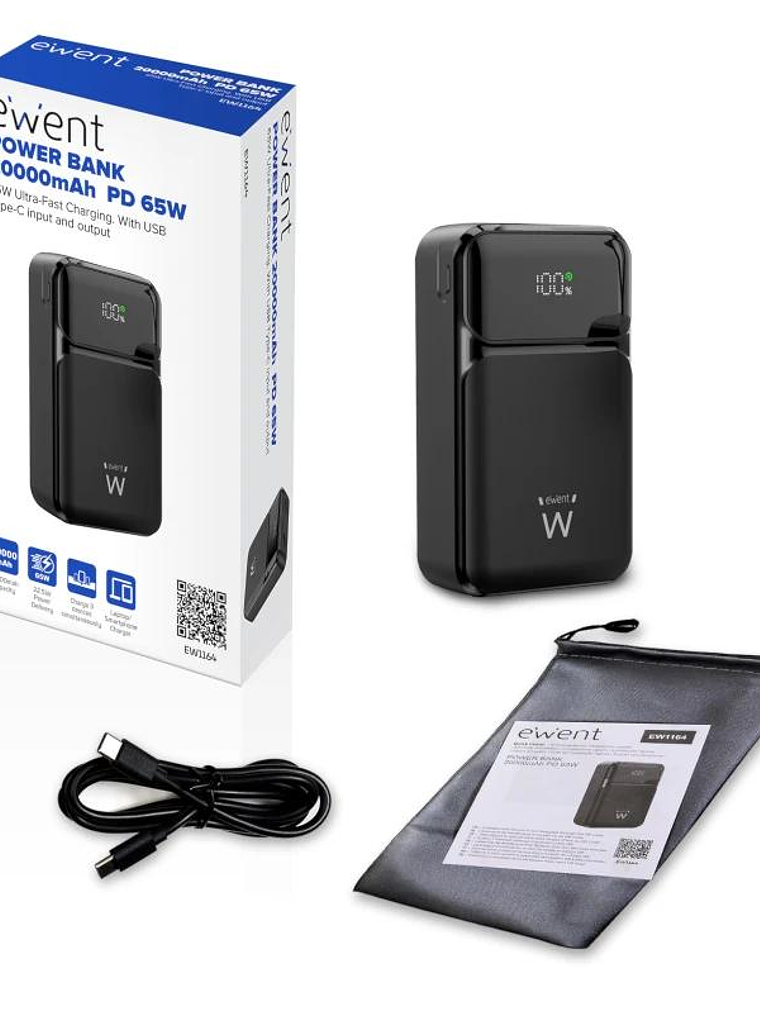 EWENT POWERBANK 65W, 20000mAh CARGA RÁPIDA 3
