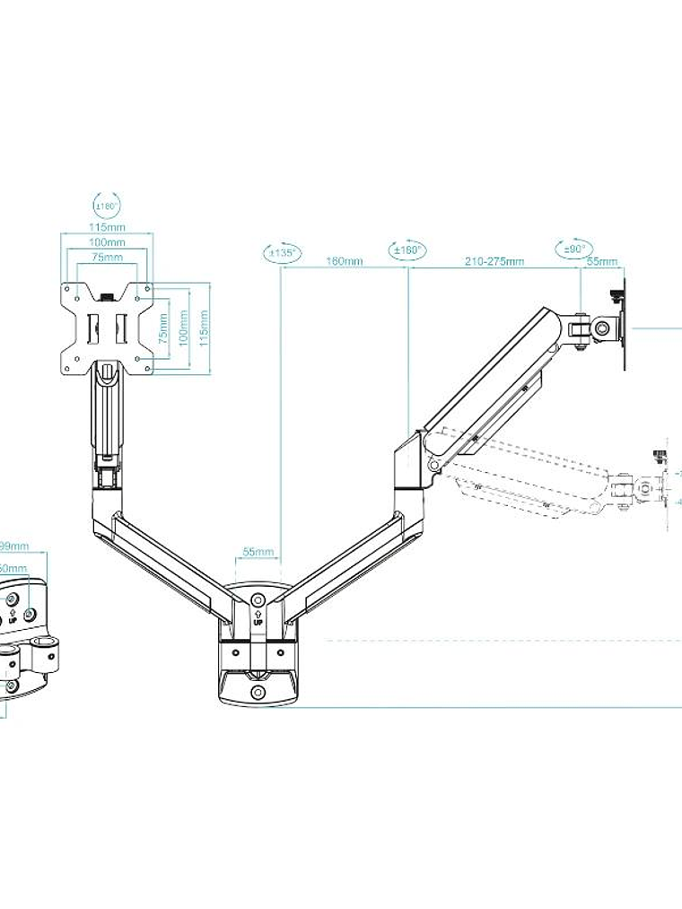 Tooq Soporte Pared LP1434TNR-B 2 brazo 13-34 Negro 4
