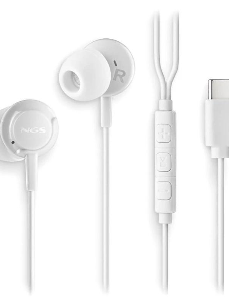 NGS Auricular Blanco Estéreo USB-C con cable 2