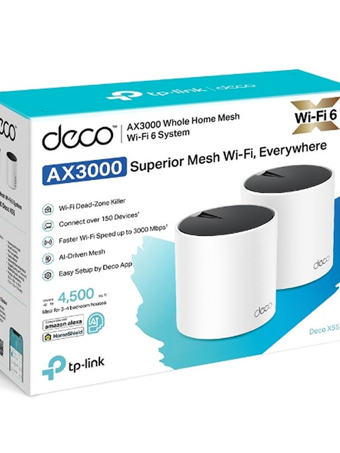 TP-Link Deco X55(2-pack) WiFi6 AX3000 Dual Mesh 3