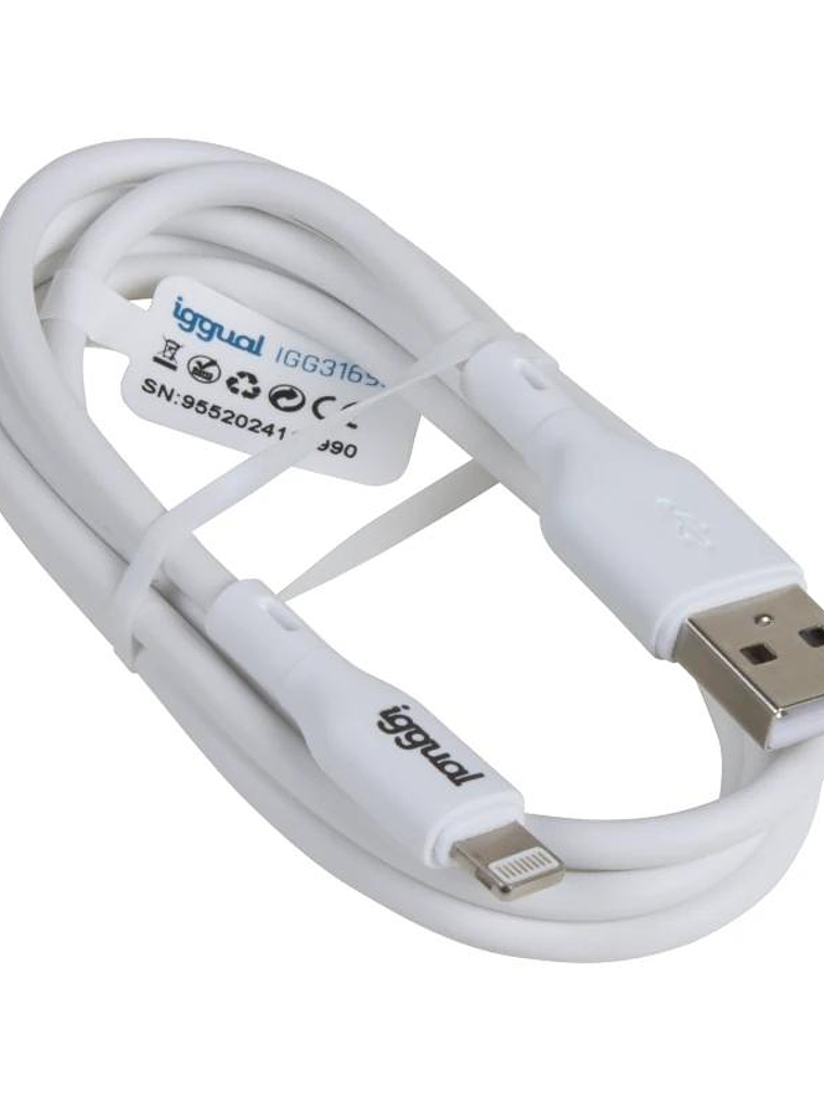 iggual cable USB-A/Lightning 100 cm blanco 2