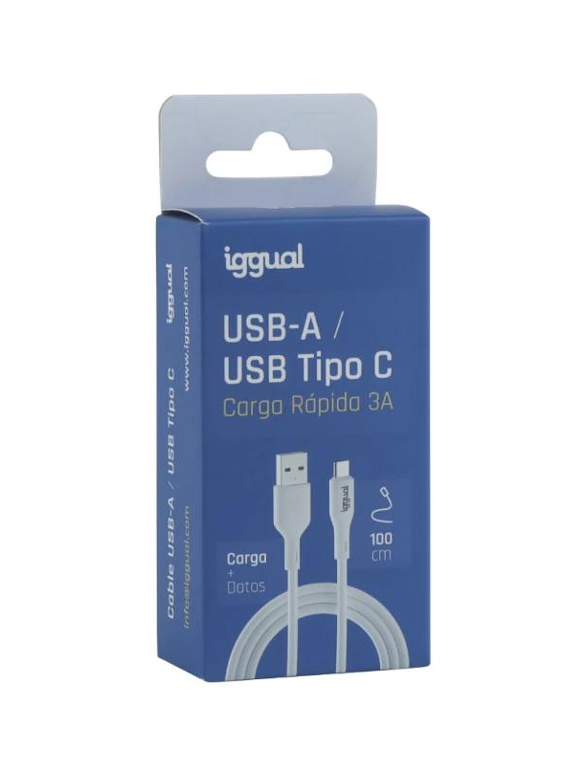 iggual Cable USB-A/USB-C 100 cm blanco Q3.0 3A 3