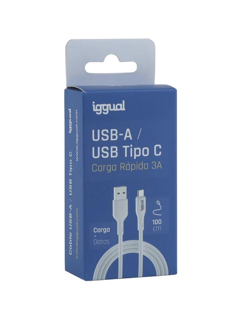 iggual Cable USB-A/USB-C 100 cm blanco Q3.0 3A 3