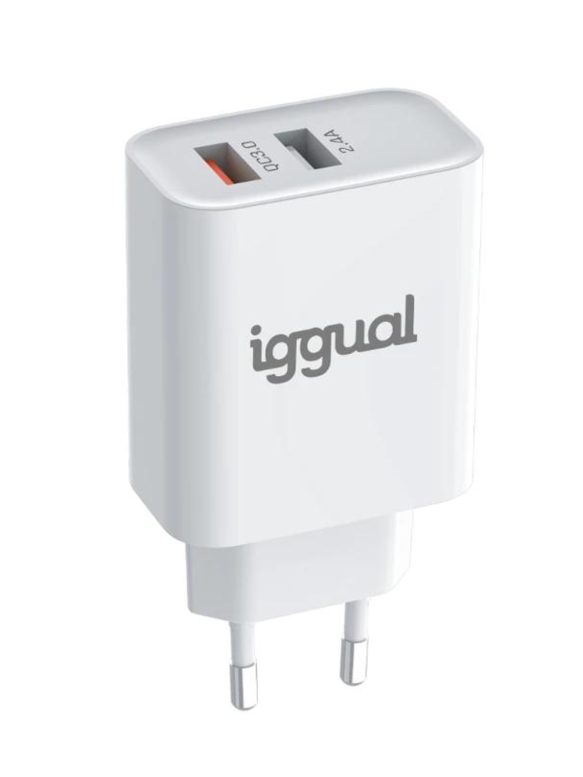 iggual Cargador doble 2xUSB carga rápida QC3.0 30W 2