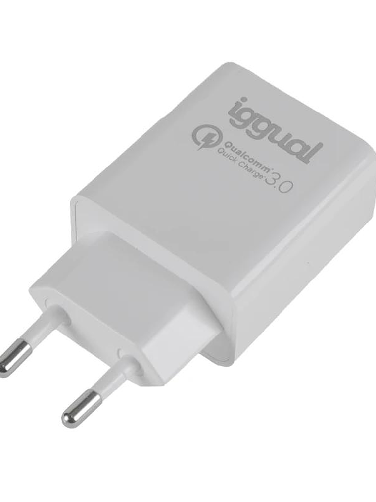 iggual Cargador doble USB QC3.0 + tipo C PD 20W 2