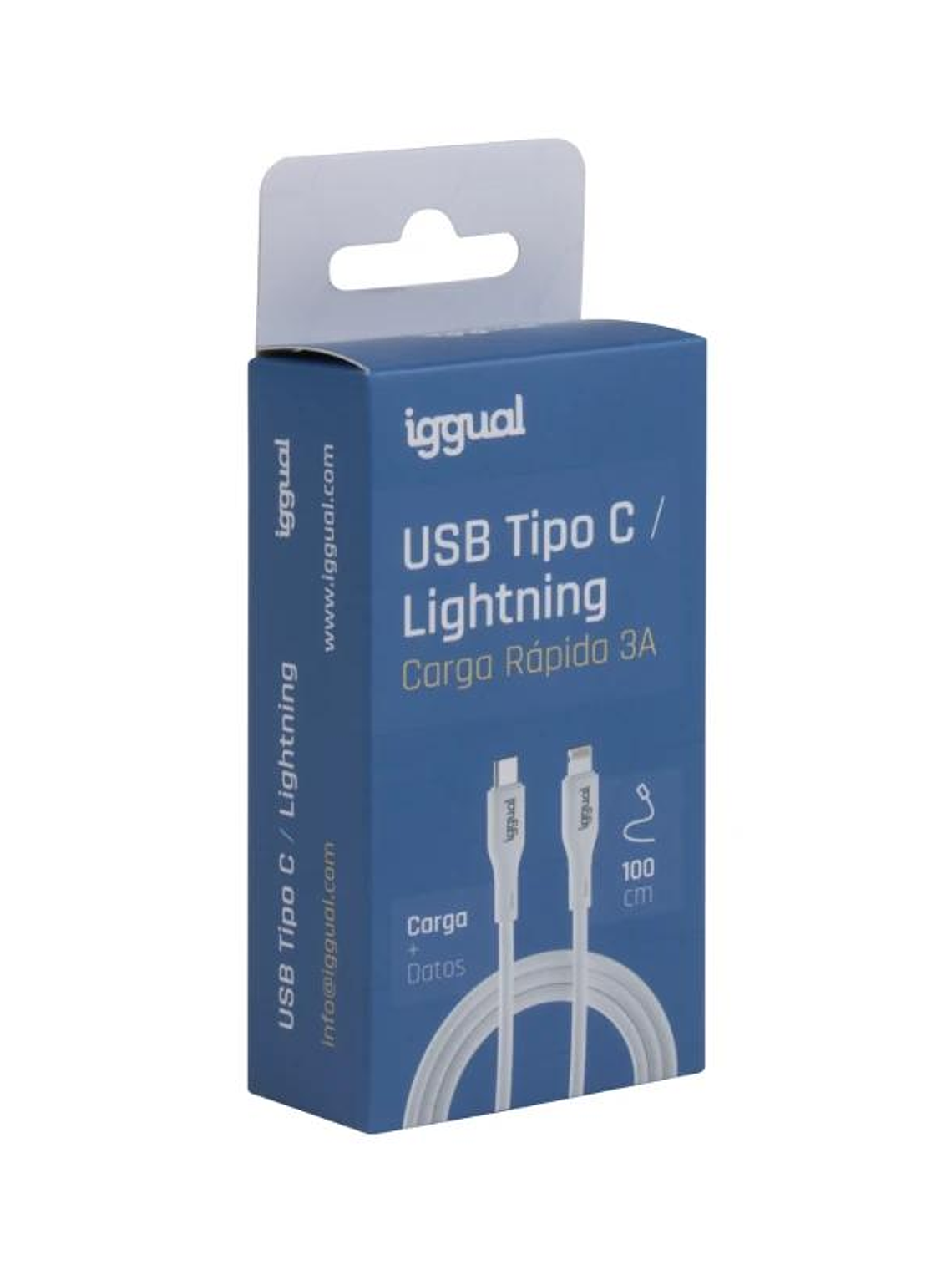 iggual cable USB-C/Lightning 100 cm blanco Q3.0 3A 3