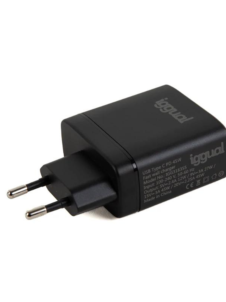 iggual Cargador rápido USB PD tipo C 45W GaN 3
