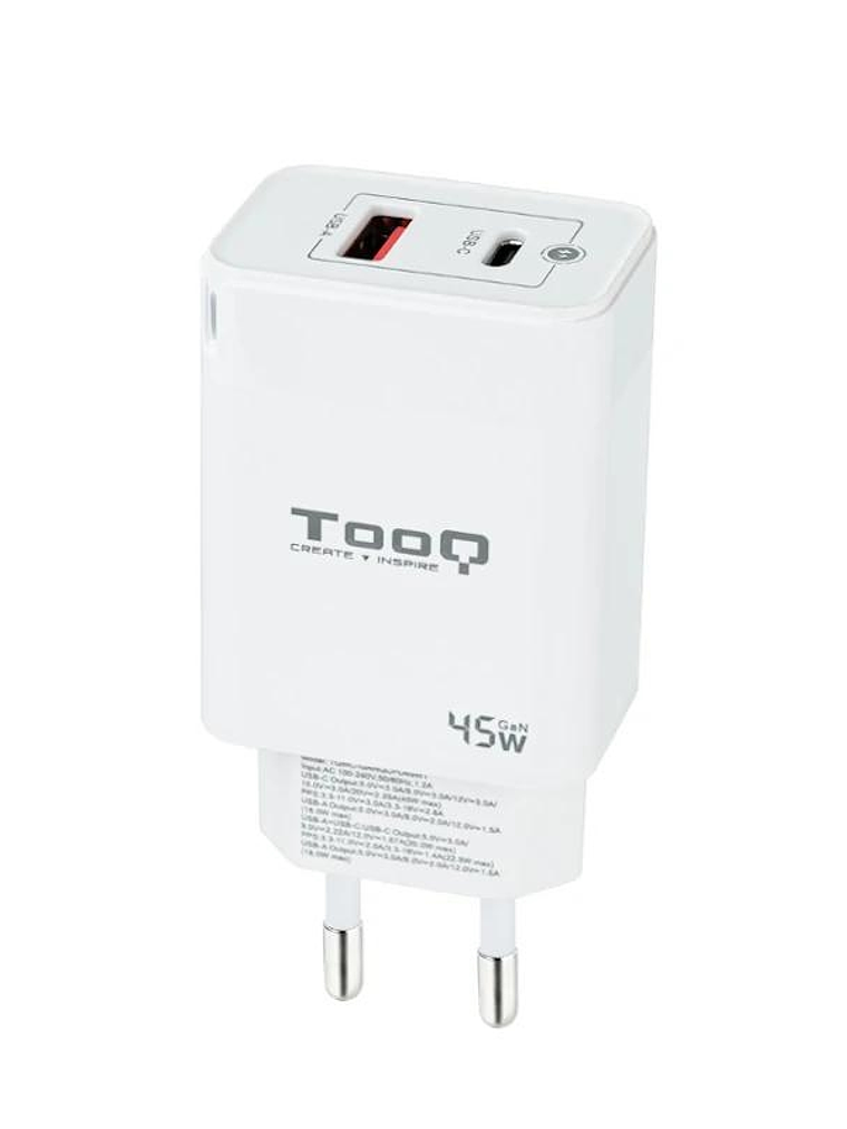 Tooq Cargador pared GAN USB-C/PD+USB-A/QC 45W 1