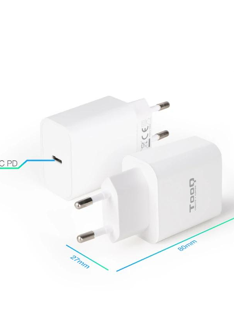 Tooq Cargador pared USB-C PD3.0 20W Blanco 3