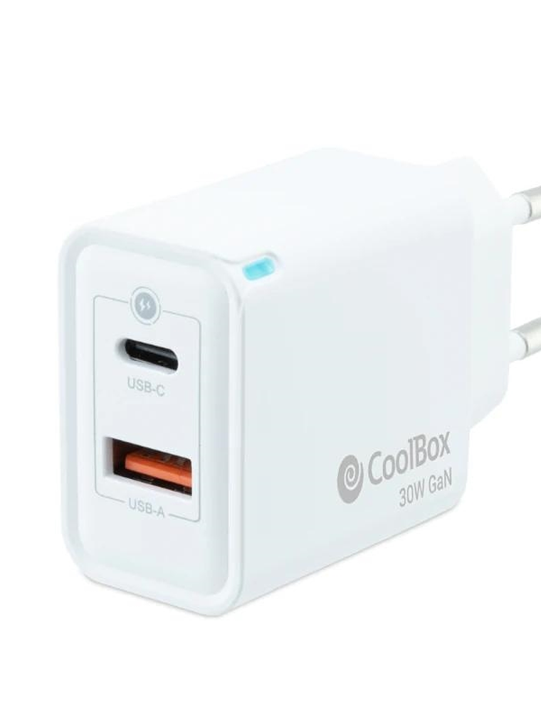 Coolbox Cargador Gan 30W USB-C/USB-A PARED 1
