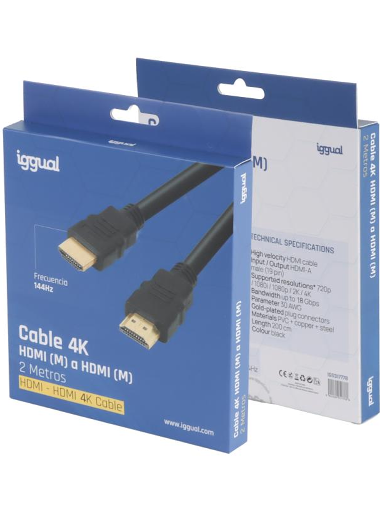 iggual Cable HDMI - HDMI 2.0 4K@60Hz 2 metros 2