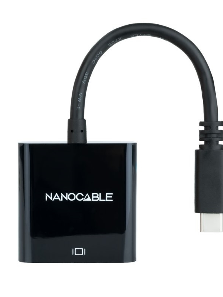 Nanocable Conversor USB-C/M a VGA/H Negro 10cm 1