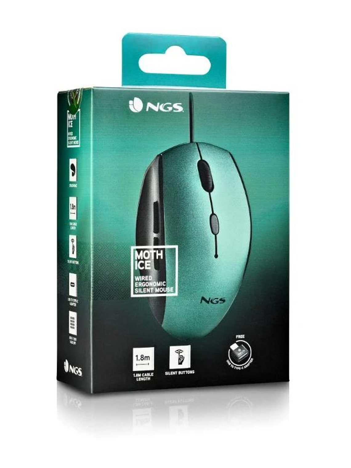 NGS WIRED ERGO SILENT MOUSE + USB TYPE C ADAPT ICE 4