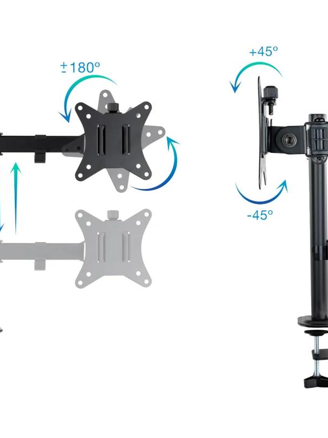 Tooq Soporte mesa DB1802TN-B 2 brazos 17-27