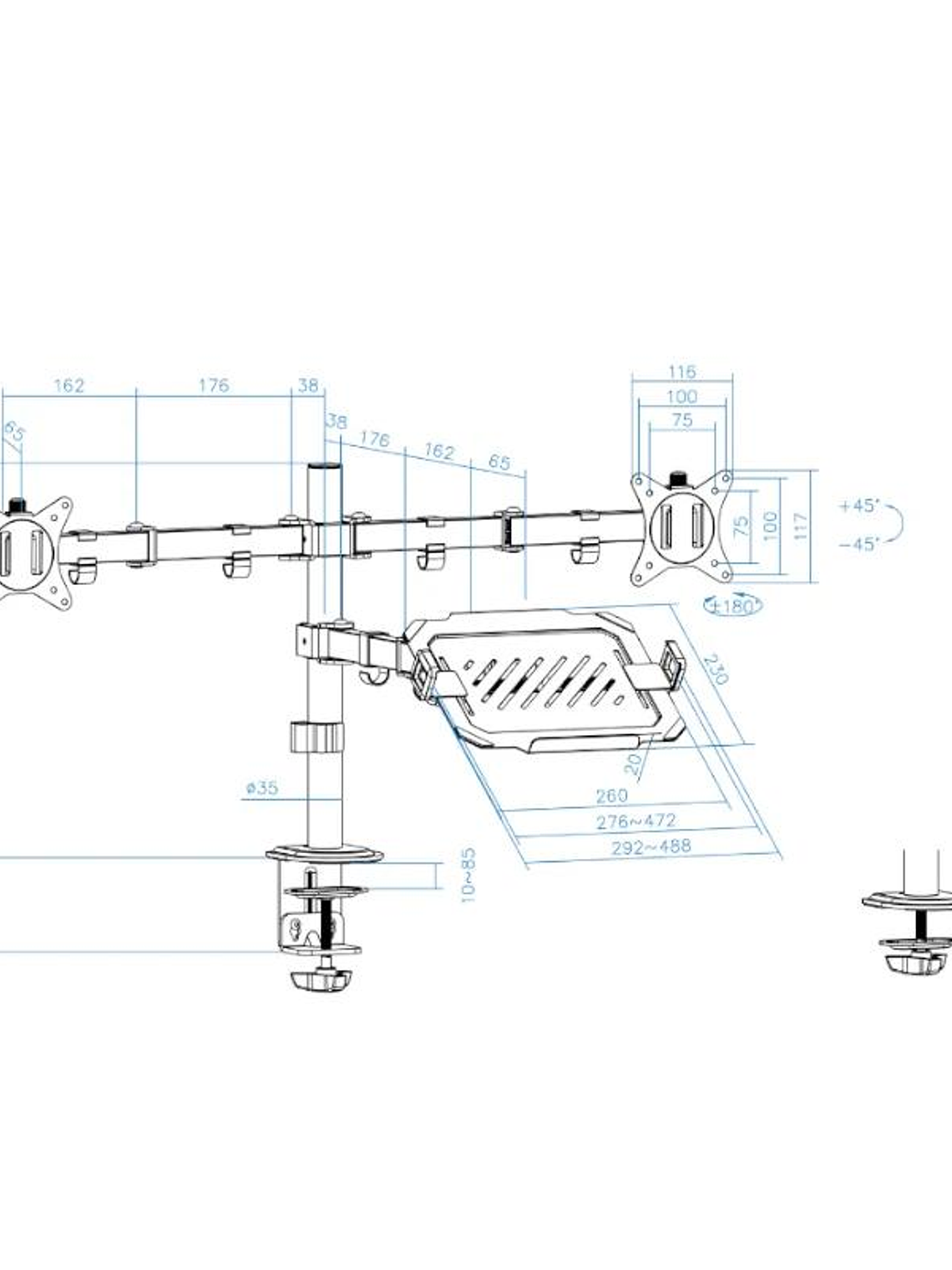 Tooq DB1202TN-B Soporte mesa 2 pantallas+ portatil 3