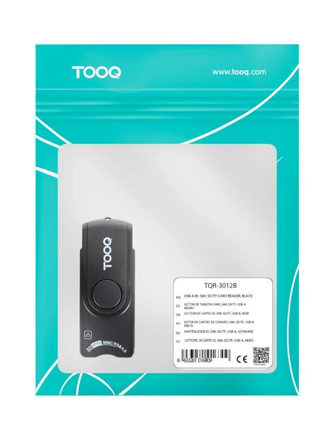 Tooq TQR-3012B Lector DNIe, SIM, SD/TF, USB-A 2