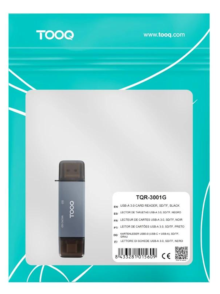 Tooq TQR-3001G Lector USB3.0 (USB-C+USB-A) SD/TF 2