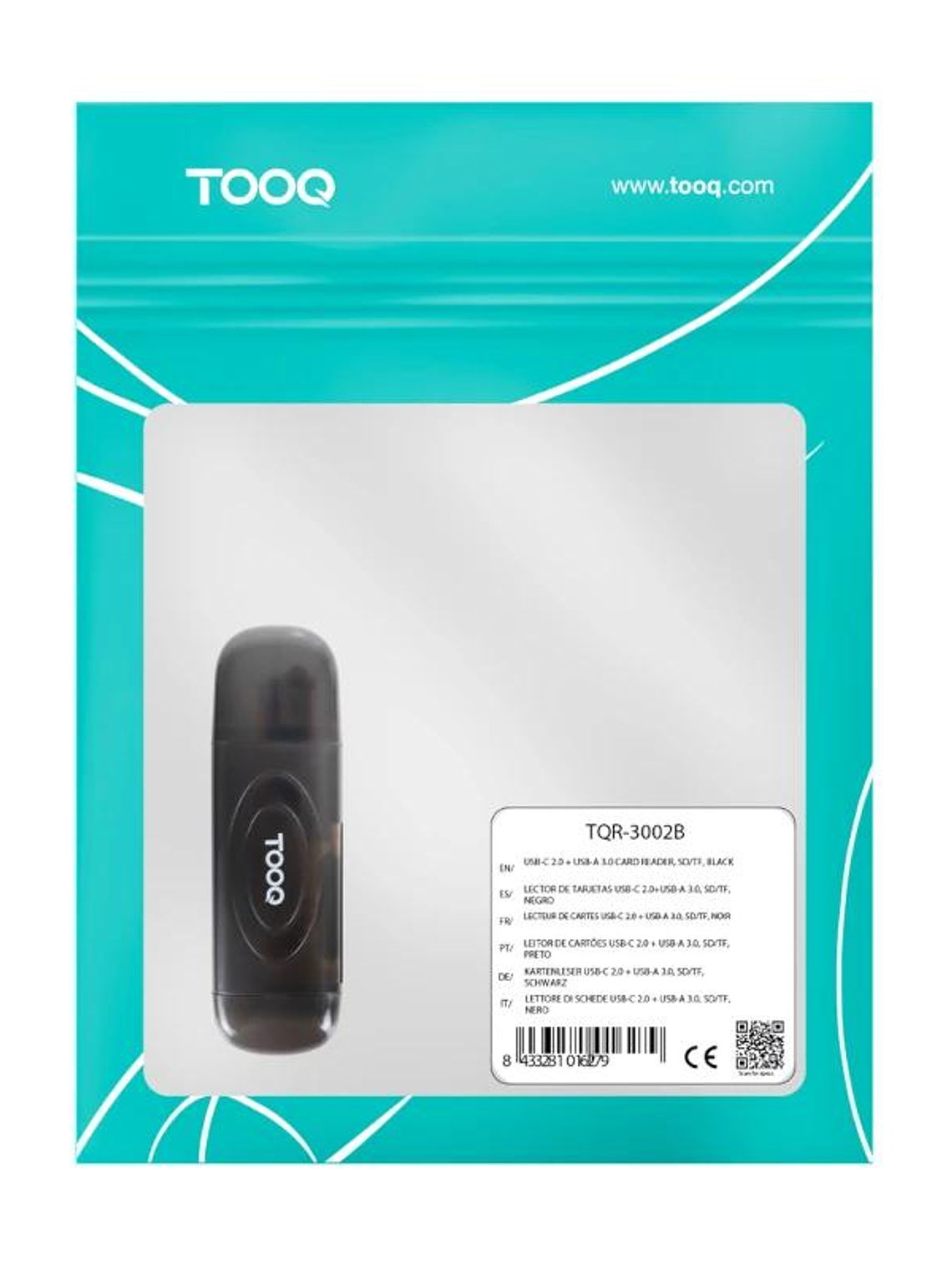 Tooq TQR-3002B Lector tarjetas USB3.0 SD/TF Negro 2