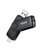 Tooq TQR-3003B Lector USB-C 2.0+USB-A 3.0 SD/TF - Miniatura 1