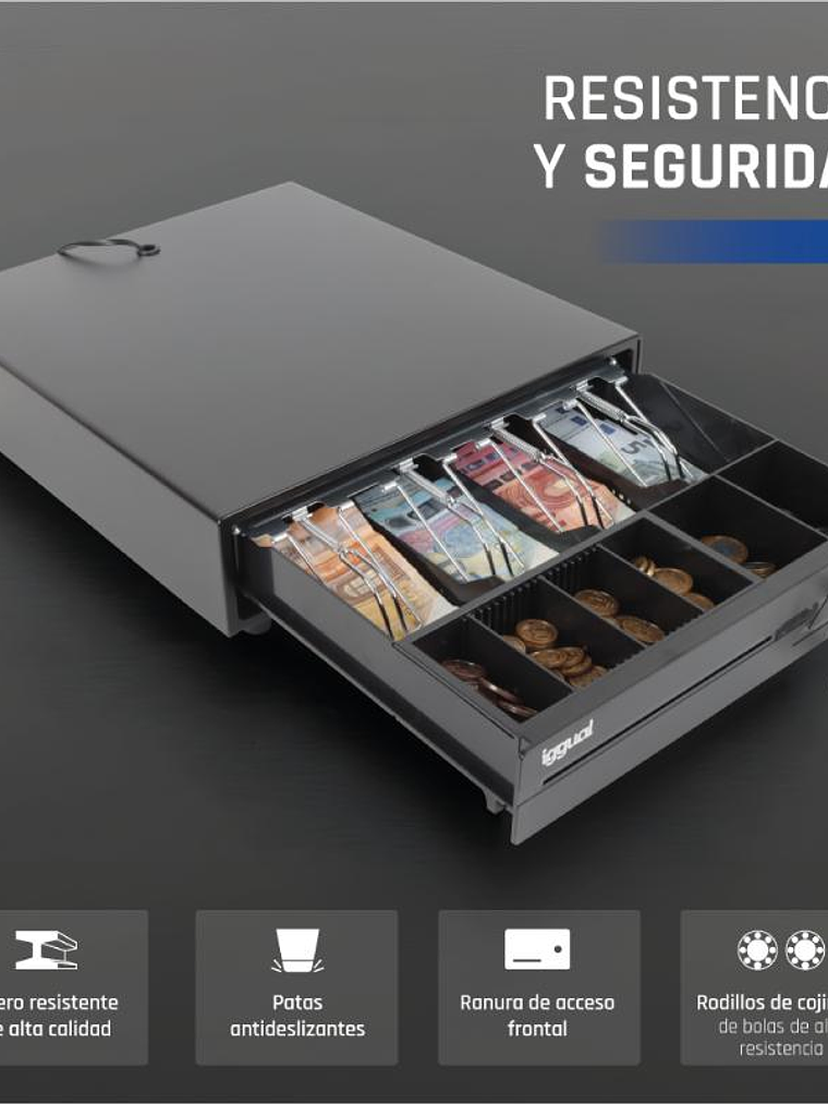 iggual Cajón Portamonedas IRON-10 38cm 4+6 negro 3