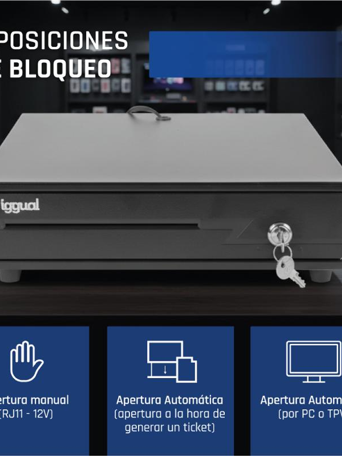 iggual Cajón Portamonedas IRON-10 38cm 4+6 negro 4