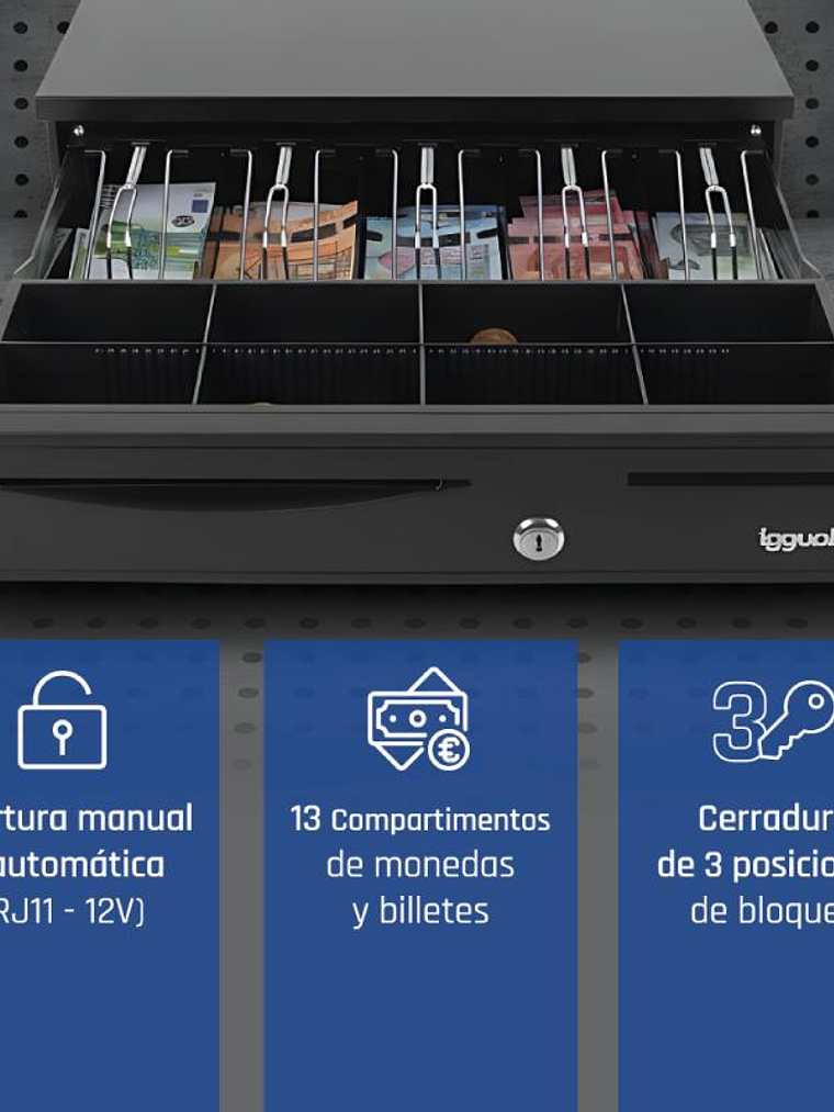 iggual Cajón Portamonedas IRON-50 42cm 5+8 negro 2