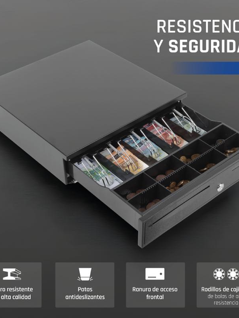 iggual Cajón Portamonedas IRON-50 42cm 5+8 negro 3