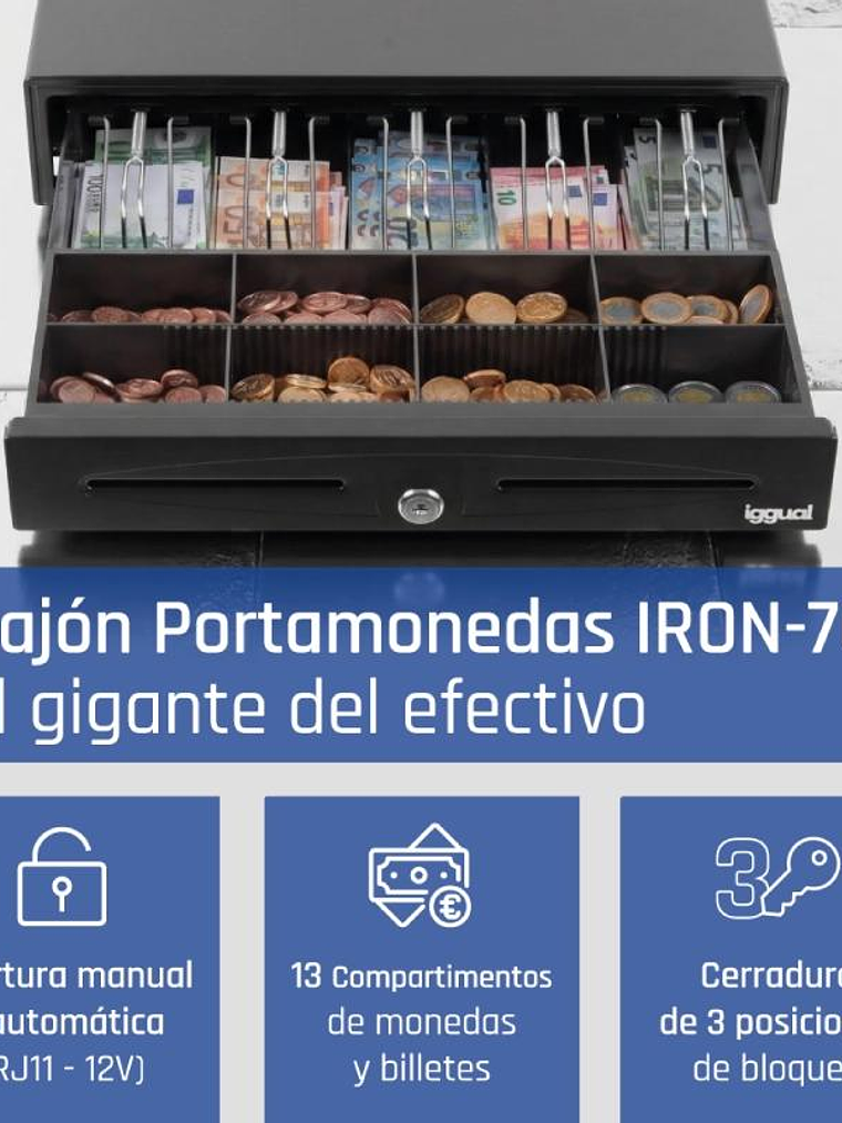 iggual Cajón Portamonedas IRON-70 44,5cm 5+8 negro 2