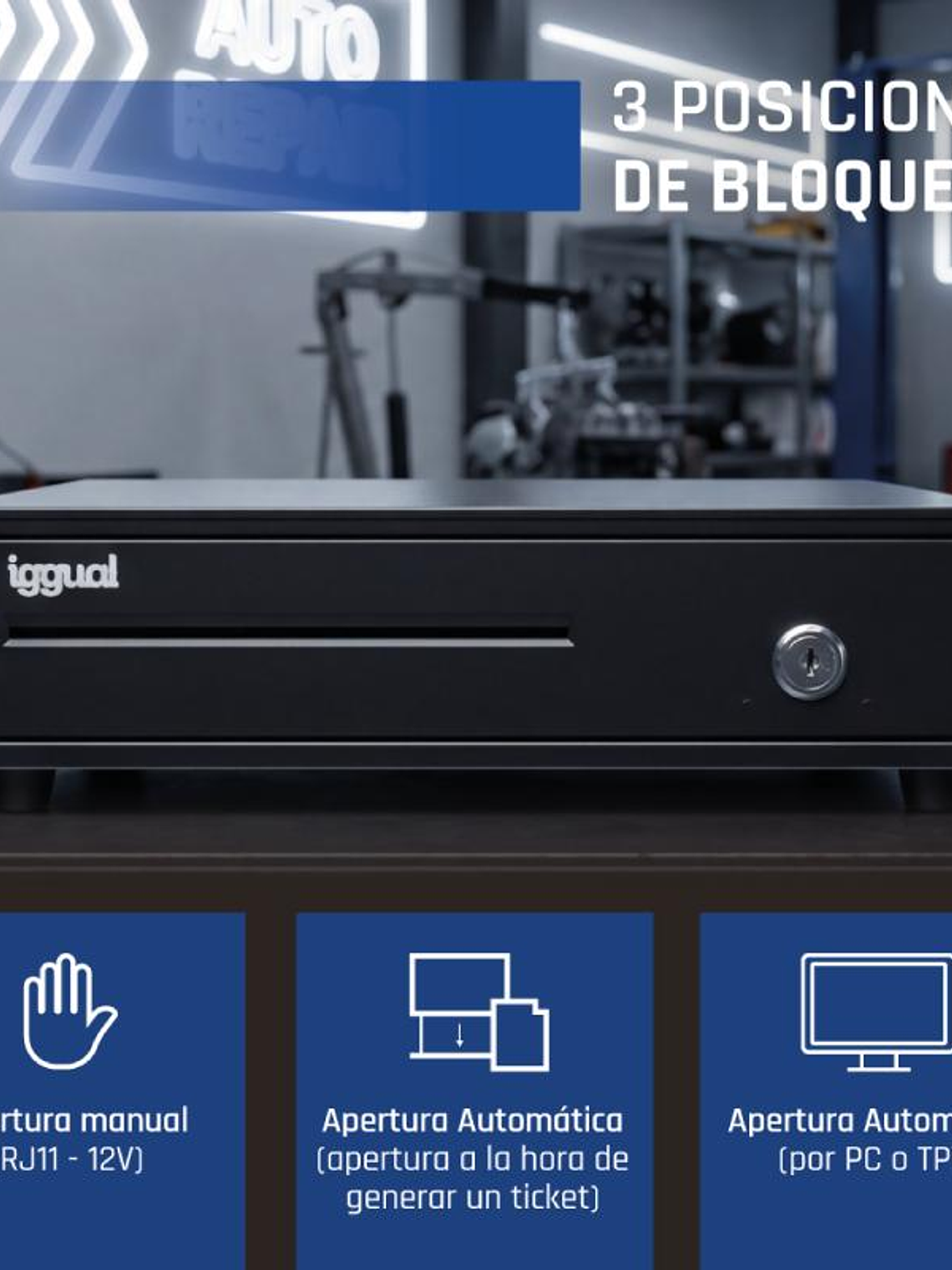 iggual Cajón Portamonedas IRON-15 37cm 4+8 negro 4