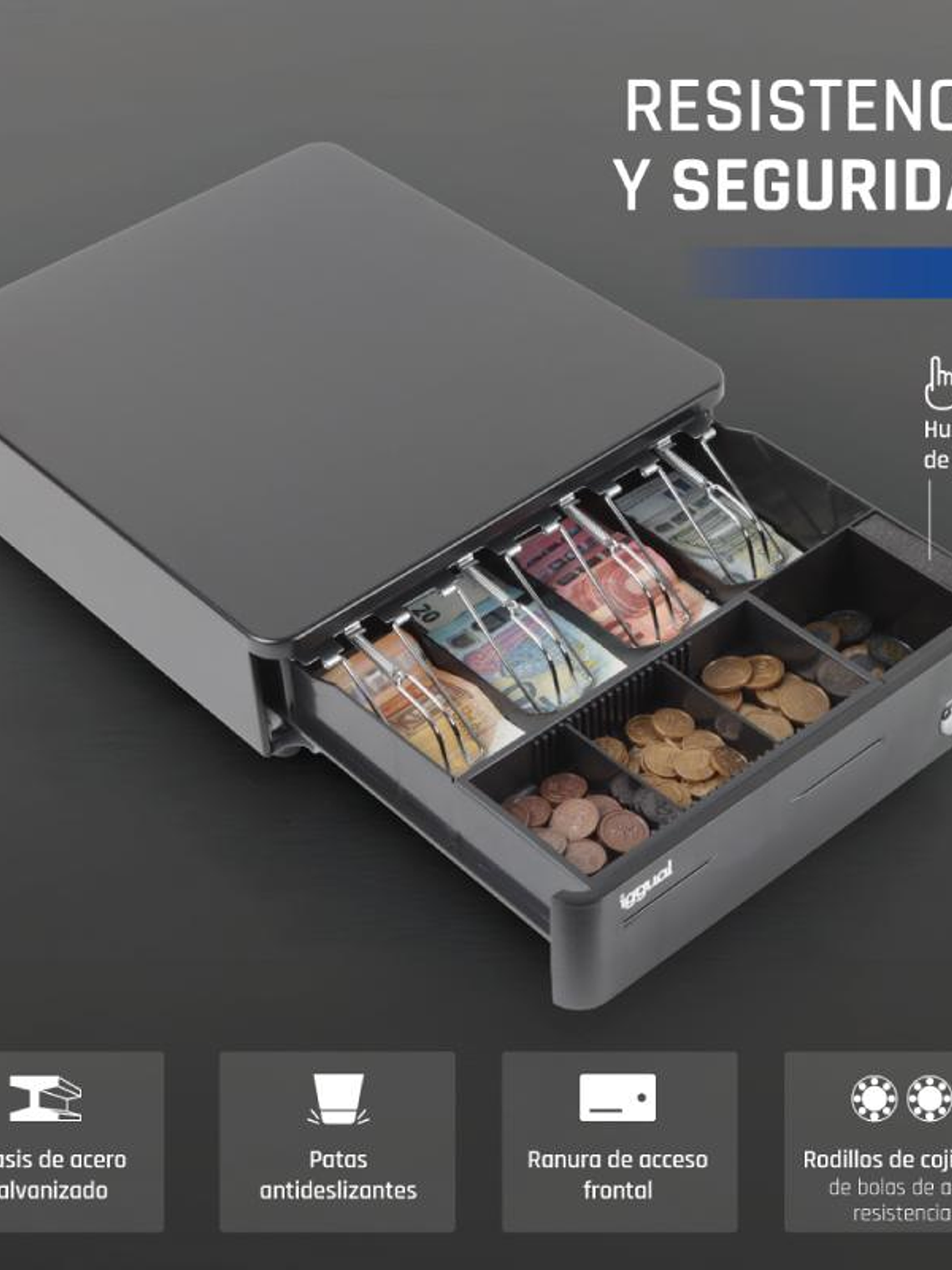 iggual Cajón Portamonedas IRON-10R 38cm 4+5 negro 3