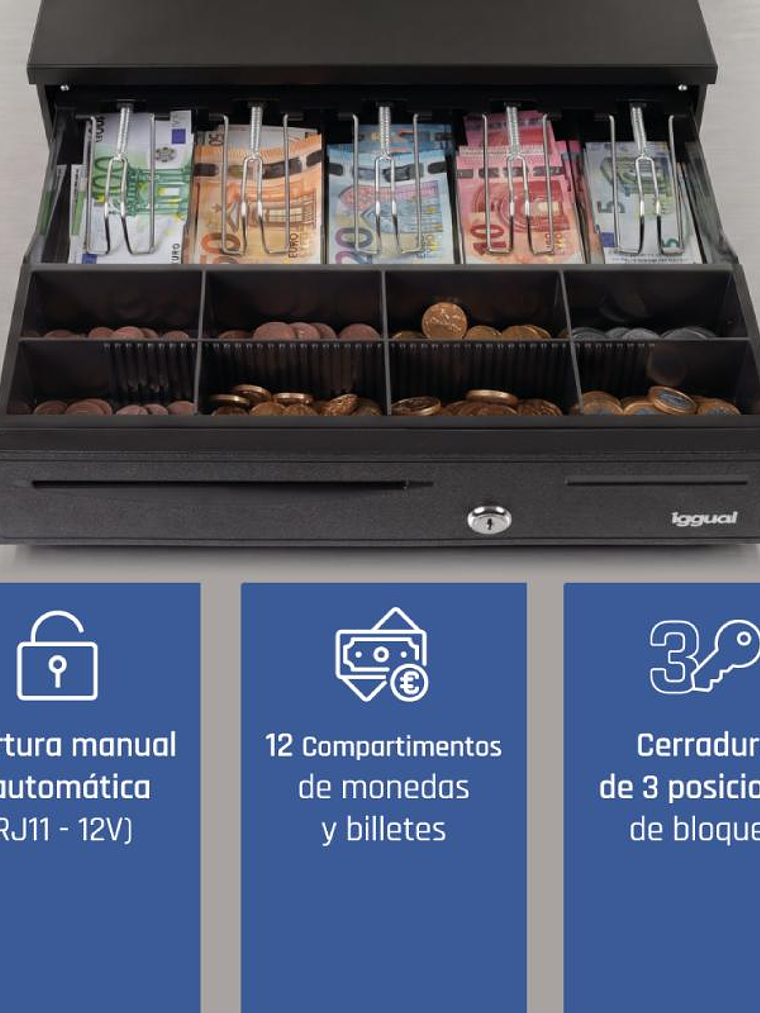 iggual Cajón portamonedas IRON-20 42cm 4+8 negro 2