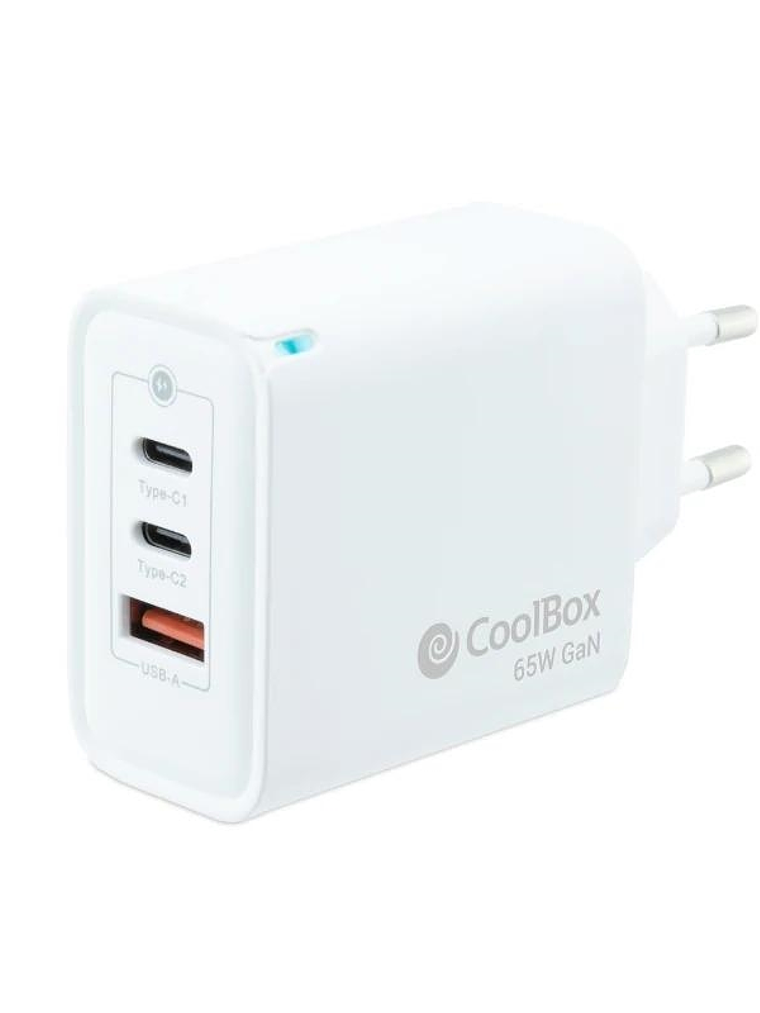 Coolbox Cargador Pared GAN 65W USB-C/USB-C/USB-A 1