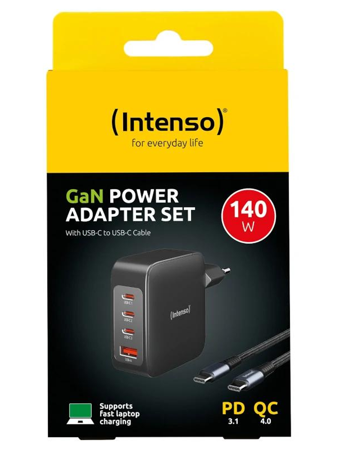 Intenso | KIT Cargador GaN W140A3C + Cable USB-C 2