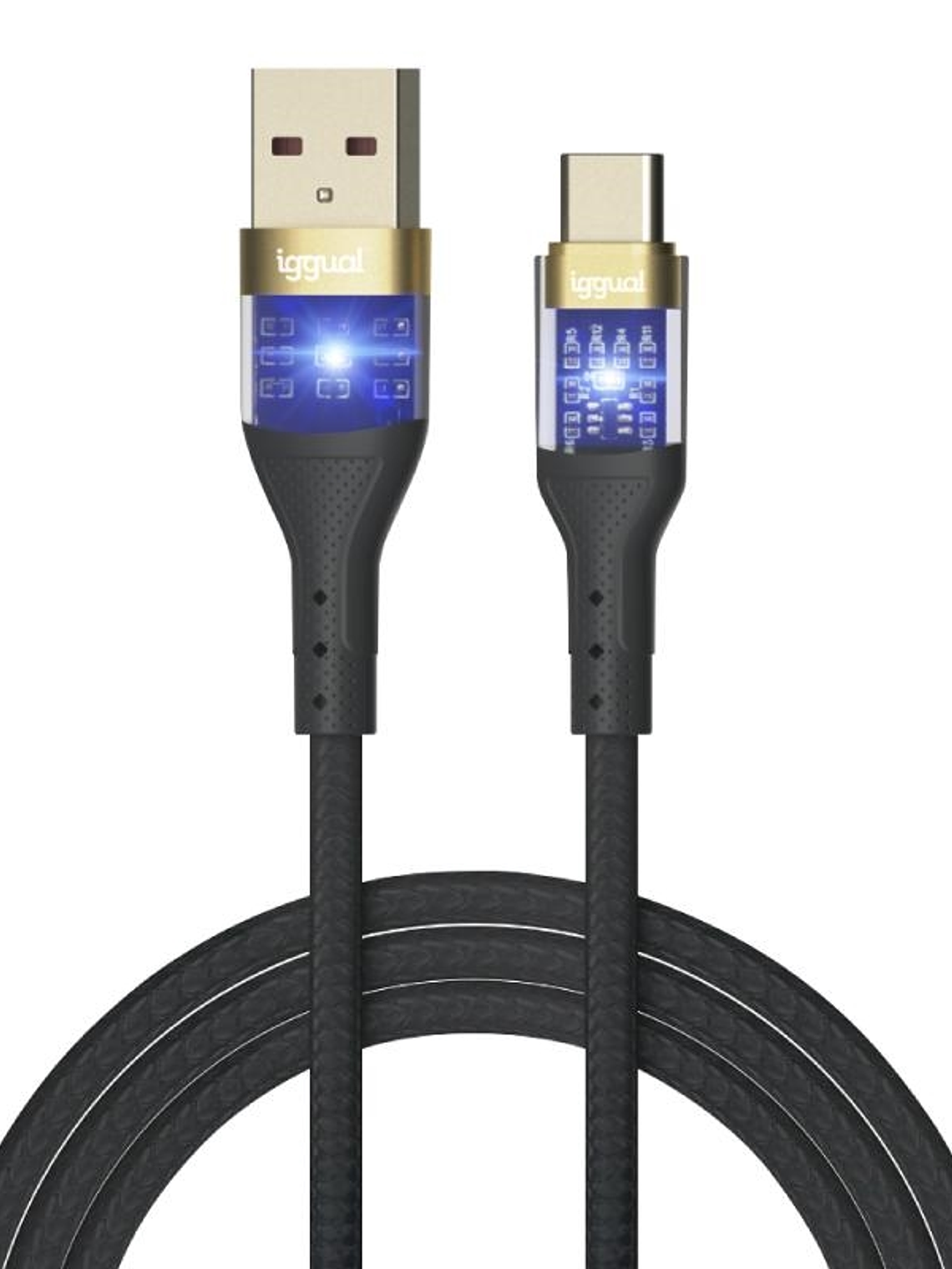 iggual Cable USB-A a tipo C 3A 100 cm trenzado LED 1