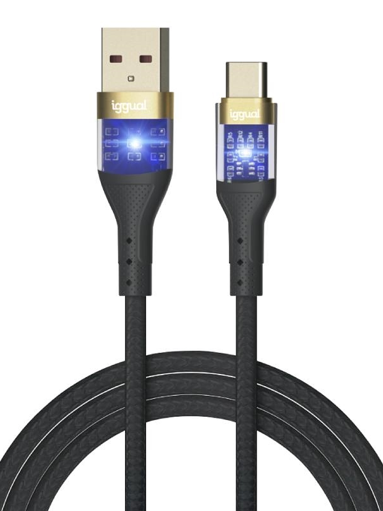 iggual Cable USB-A a tipo C 3A 100 cm trenzado LED 1