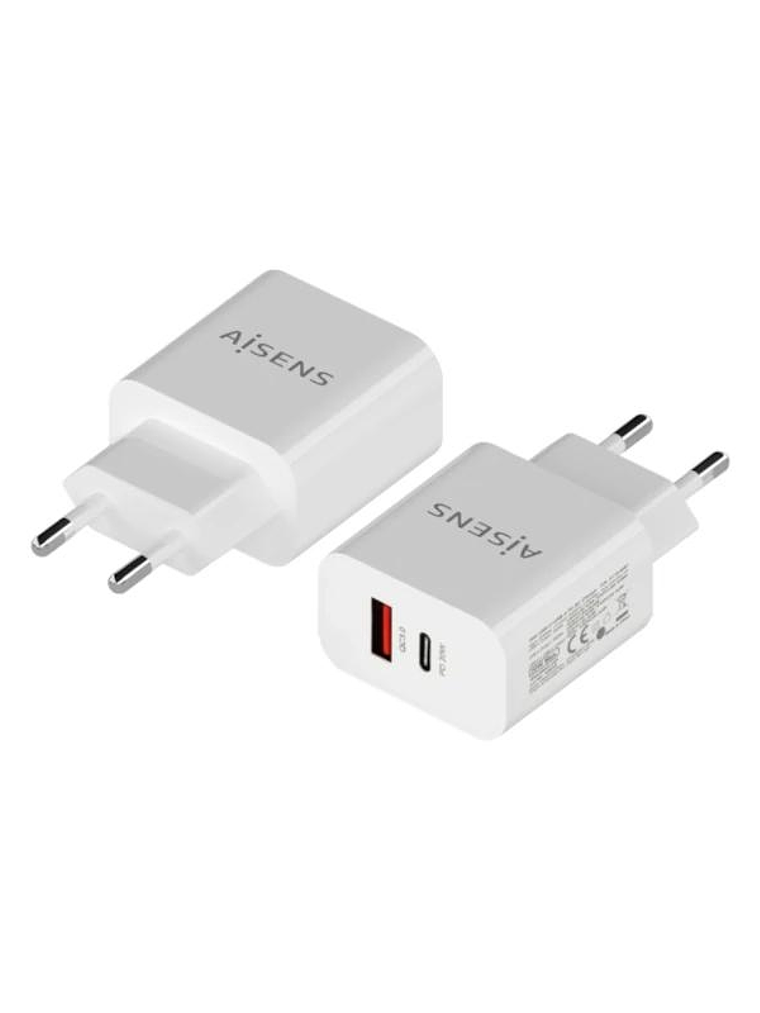 Aisens Cargador 20W USB-C PD3.0 USB-A QC3.0 Blanco 1