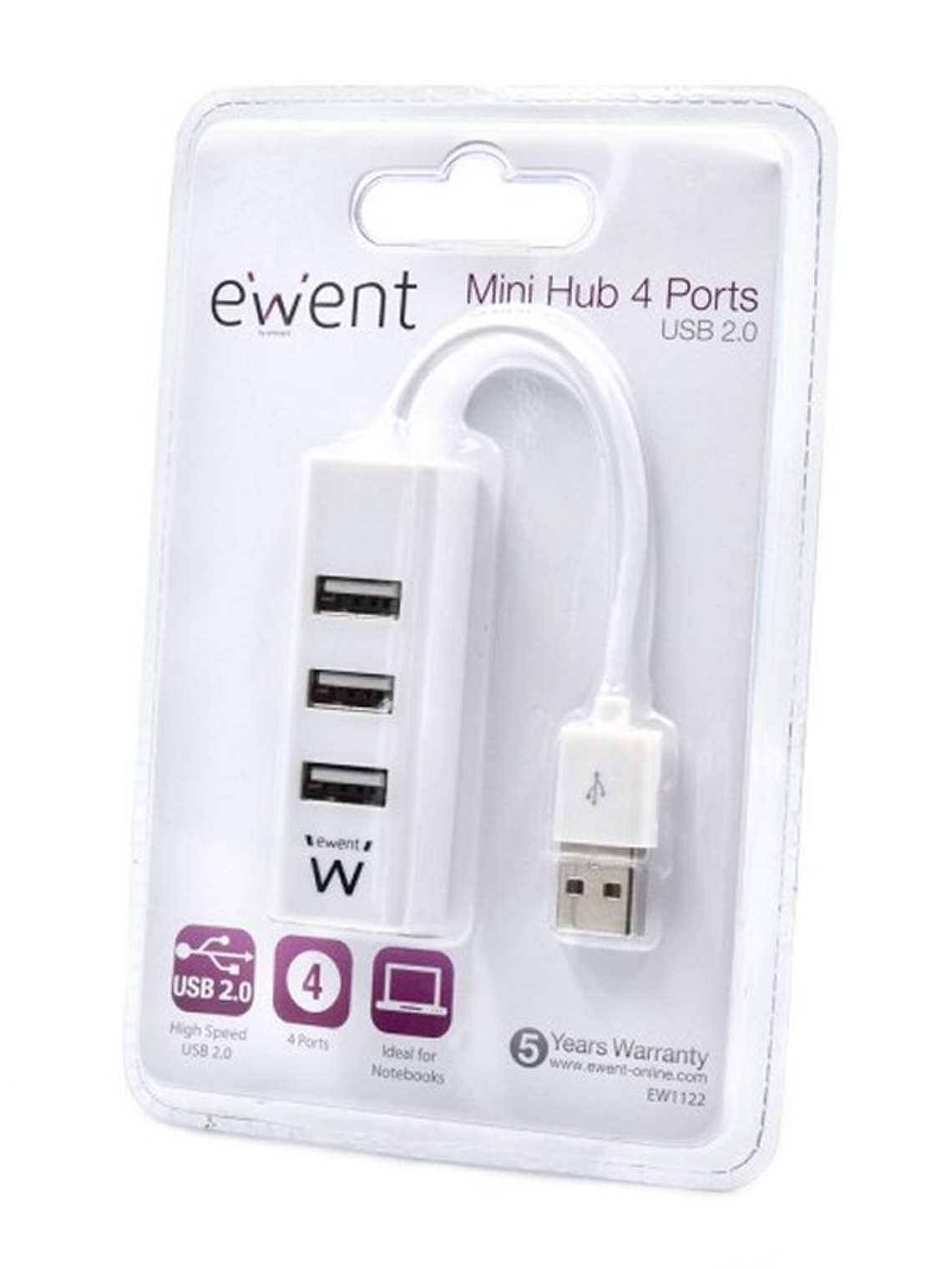 EWENT EW1122 MINI-HUB USB 4 PUERTOS BLANCO 2