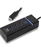 Ewent E1137 HUB USB TIPO C 4 PUEROS USB 3.1 - Miniatura 1