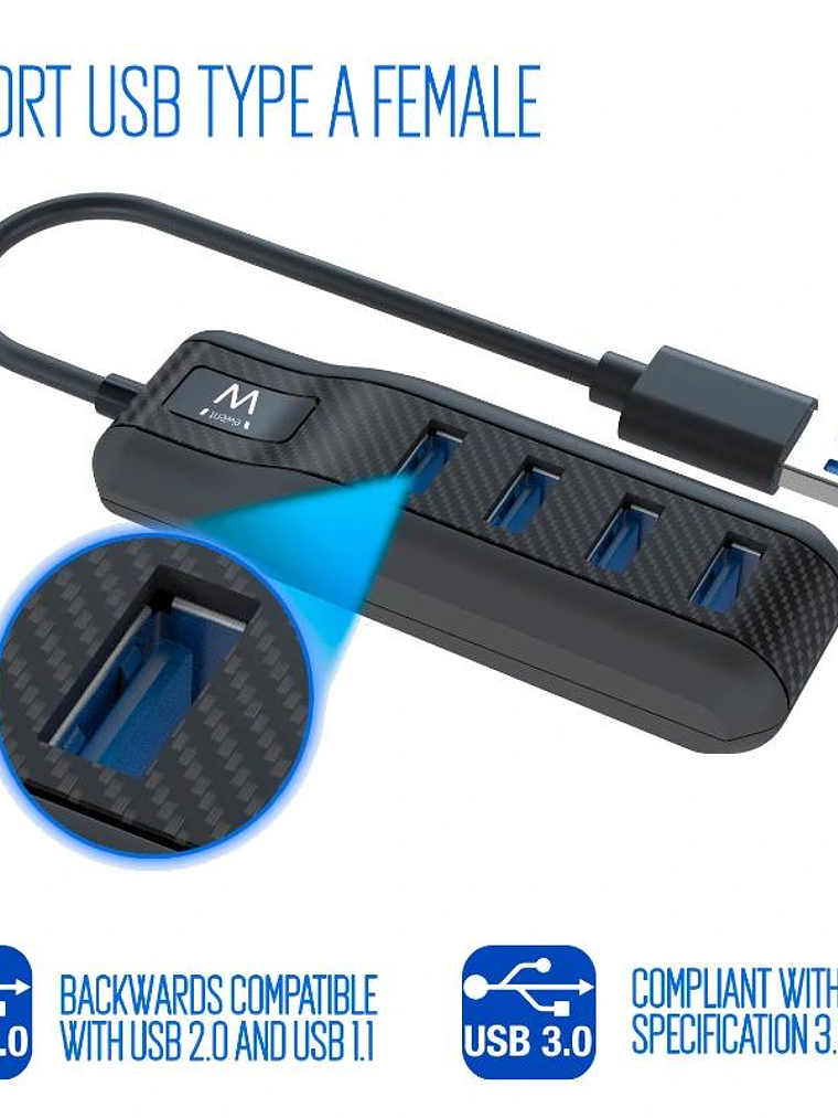 EWENT EW1138 Hub 4 Puertos USB 3.1 Gen1 (USB 3.0) 2