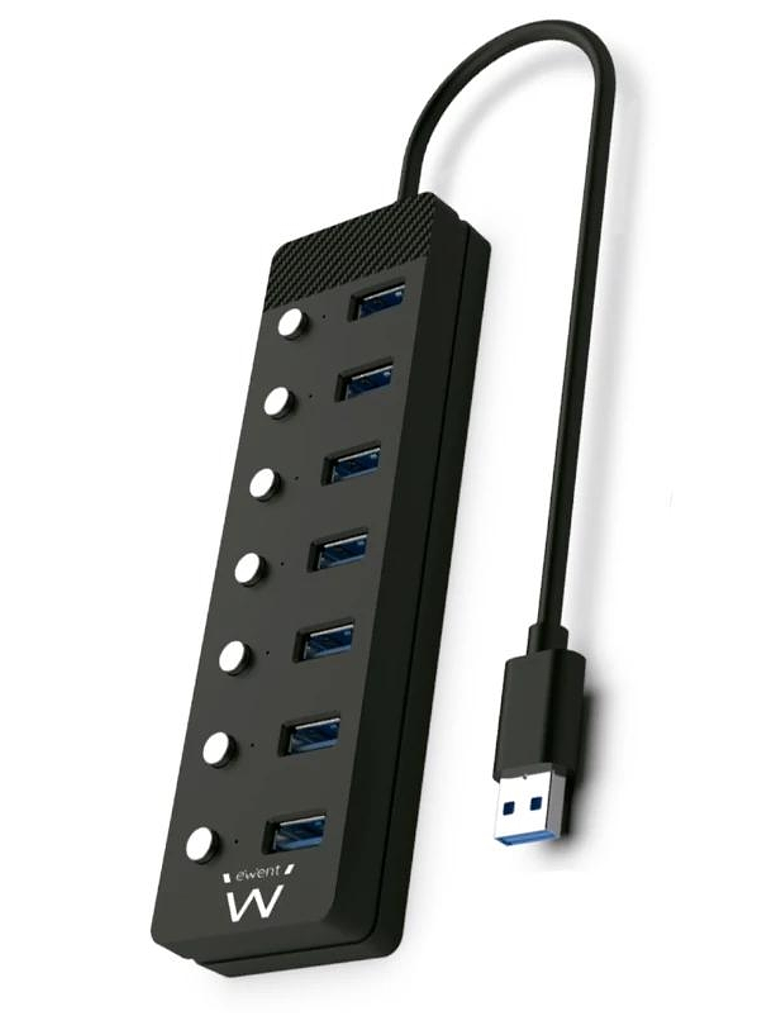 EWENT Hub usb-usb-c 7 ptos interruptor c/alimen. 1