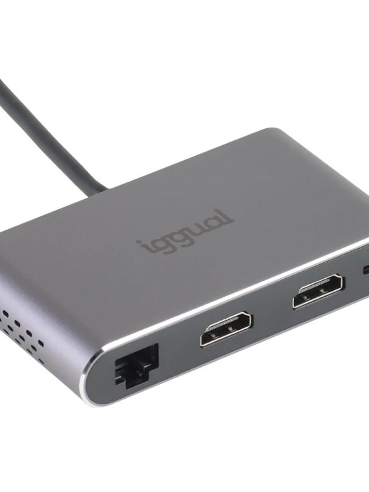 iggual Hub C 8 en 1 2xHDMI 2xUSB 2xSD RJ45 PD100W 1