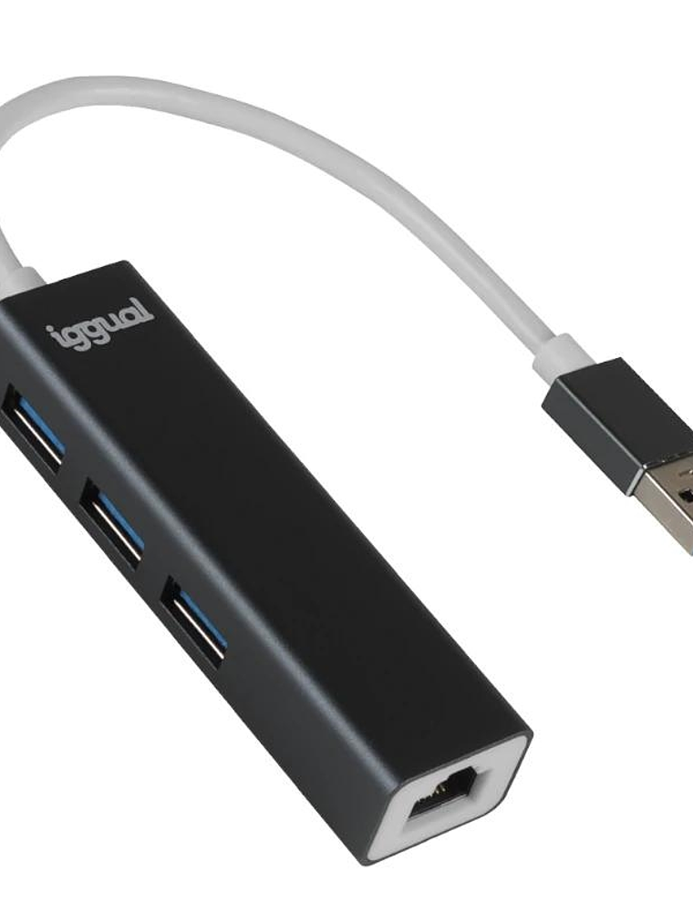 iggual Hub USB-A 3 puertos USB 3.0 + RJ45 Gigabit 1
