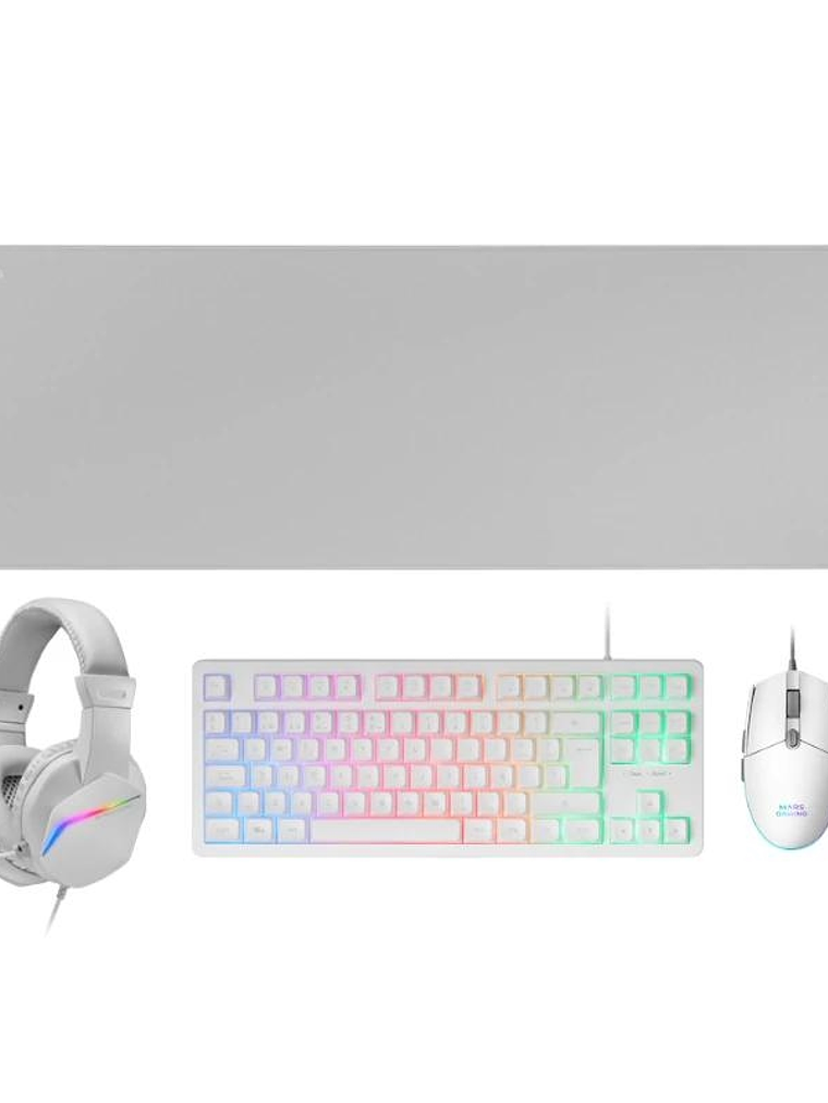 MARS GAMING Combo Gaming MCP-RGB3W 4EN1 BlancO 1
