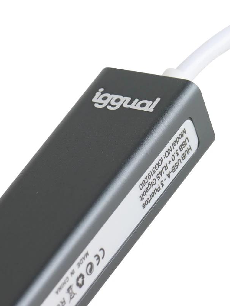iggual Hub USB-A 3 puertos USB 3.0 + RJ45 Gigabit 4