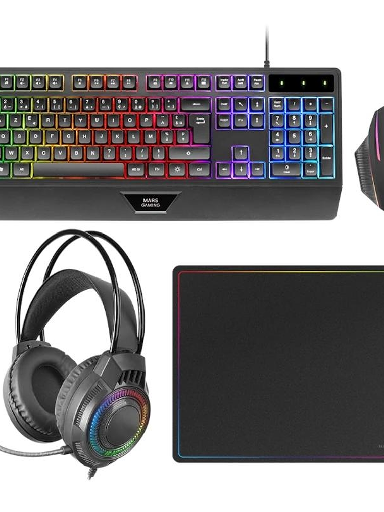 MARS GAMING TECLADO+RATON+ALFOMBRILLA+AURICULAR 1